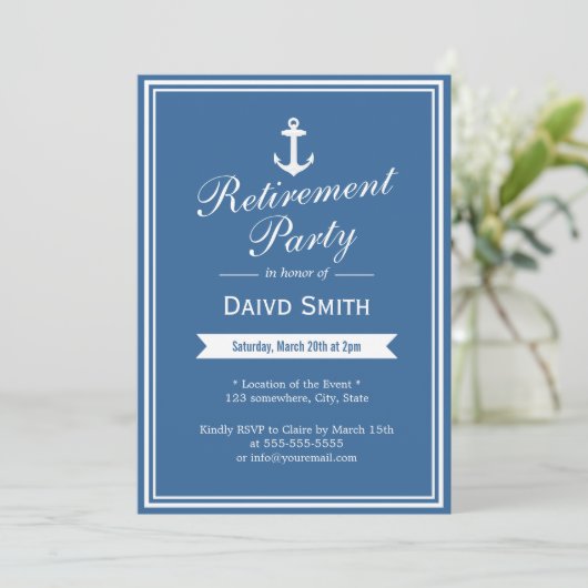ネイビ航海のーブルー退職パーティの招待状 招待状 (スタンド正面)