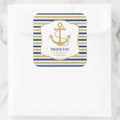 ネイビ航海のーブルー金ゴールドいかりありがとう スクエアシール (バッグ)