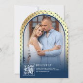 ネイビ航海のーブルー金ゴールドいかりアーチブライダルシャワー 招待状 (裏面)