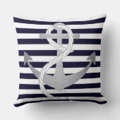 ネイビ航海のーブルー&シルバーいかりセーリング クッション (裏面)