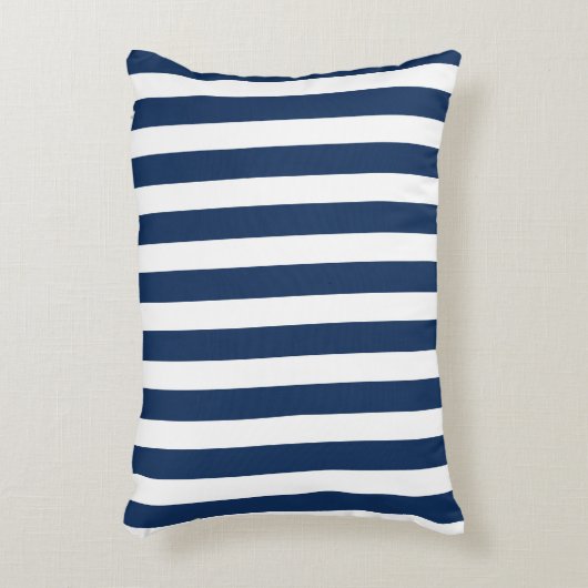 ネイビ航海のーブルー&ホワイトストライプの アクセントクッション (正面(垂直))