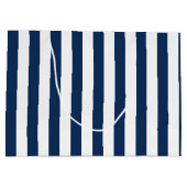 ネイビ航海のーブルー&ホワイトストライプの ラージペーパーバッグ (裏面)