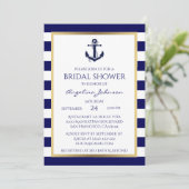 ネイビ航海のーブルー/ホワイトブライダルシャワー招待状 招待状 (スタンド正面)