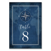ネイビ航海のーブルー&ホワイトヴィンテージコンパス結婚ズ テーブルナンバー (裏面)