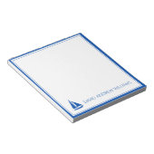 ネイビ航海のーブルー・ホワイト帆船パーソナライズされた ノートパッド (アングル)