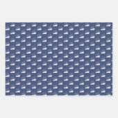 ネイビ航海のーブルー・ホワイト船帆船 ラッピングペーパーシート (正面3)