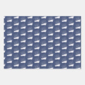 ネイビ航海のーブルー・ホワイト船帆船 ラッピングペーパーシート (正面)