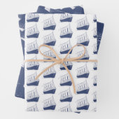 ネイビ航海のーブルー・ホワイト船帆船 ラッピングペーパーシート (インサイチュ)