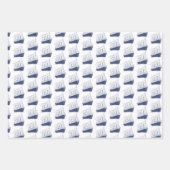 ネイビ航海のーブルー・ホワイト船帆船 ラッピングペーパーシート (正面)