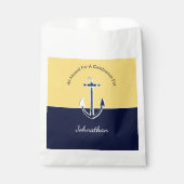 ネイビ航海のーブルー&マスタードイエローいかりパーティー フェイバーバッグ (正面)