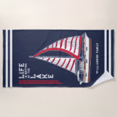 ネイビ航海のーブルー・ライフは湖で良い ビーチタオル (正面)