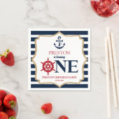 ネイビ航海のーブルーONE第1誕生日パーティー スタンダードカクテルナプキン (インサイチュ)