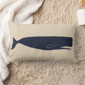 ネイビ航海のーホエールシルエット&ベージュ ランバークッション (ブランケット)