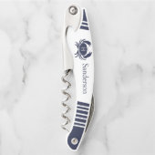 ネイビ航海のーモダング、ホワイトストライプのグレイ・モノグラム ソムリエナイフ (正面)