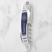 ネイビ航海のーモダング、ホワイトストライプのグレイ・モノグラム ソムリエナイフ (裏面)