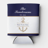 ネイビ航海のーモダンブルーいかりボート名 缶クーラー (正面)