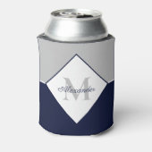 ネイビ航海のーモダンブルーグレーモノグラム 缶クーラー (缶裏面)