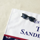 ネイビ航海のーモダンブルーモノグラムライフプレサーバ ビーチタオル (インサイチュ)