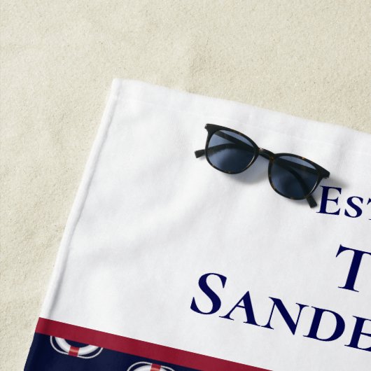 ネイビ航海のーモダンブルーモノグラムライフプレサーバ ビーチタオル (インサイチュ)