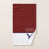 ネイビ航海のーモダンブルーモノグラムレイクハウス バスタオルセット (ハンドタオル)