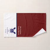 ネイビ航海のーモダンブルーモノグラムレイクハウス バスタオルセット (ハンドタオル)