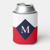 ネイビ航海のーモダンブルーレッドモノグラム 缶クーラー (缶裏面)