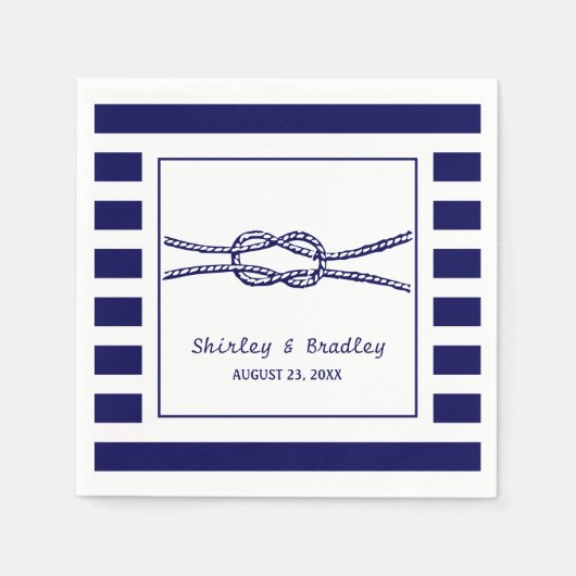 ネイビ航海のー結婚ズパーソナライズされた スタンダードカクテルナプキン (正面)