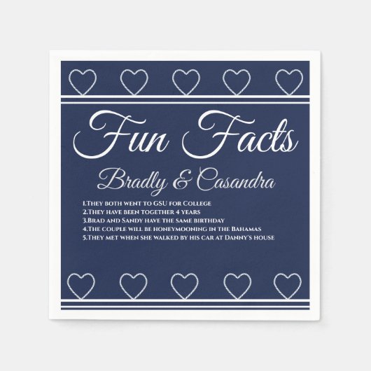 ネイビ航海のー結婚ブルーロープハートおもしろい事実 スタンダードカクテルナプキン (正面)