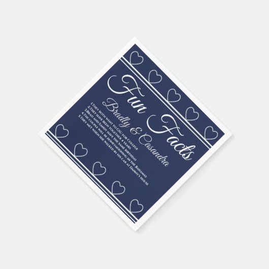 ネイビ航海のー結婚ブルーロープハートおもしろい事実 スタンダードカクテルナプキン (角)