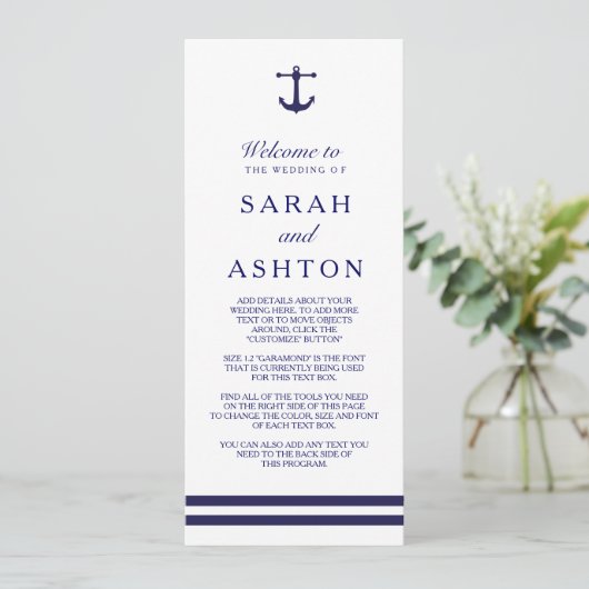 ネイビ航海のー結婚式 プログラム (スタンド正面)