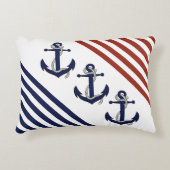 ネイビ航海のー船いかり/ノット/赤/ネイビーストライプズ アクセントクッション (正面)