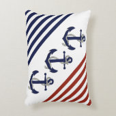ネイビ航海のー船いかり/ノット/赤/ネイビーストライプズ アクセントクッション (正面(垂直))