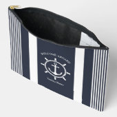 ネイビ航海のー青と白とストライプのいかり アクセサリーポーチ (見開き)