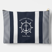 ネイビ航海のー青と白とストライプのいかり アクセサリーポーチ (裏面)