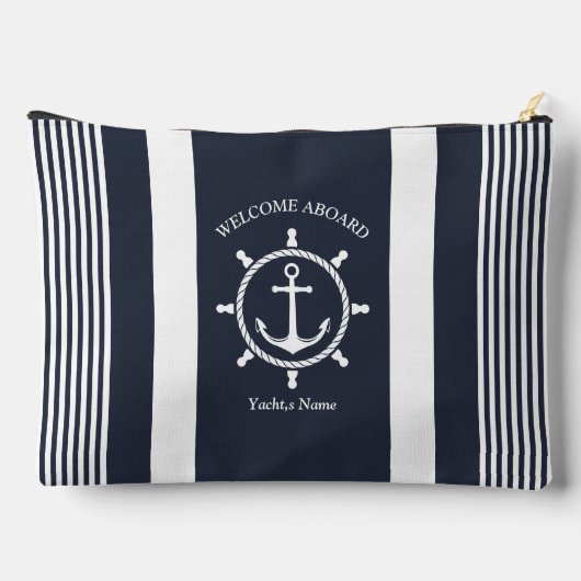 ネイビ航海のー青と白とストライプのいかり アクセサリーポーチ (裏面)