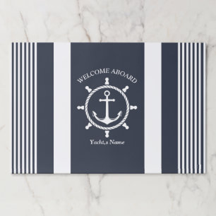 ネイビ航海のー青と白とストライプのいかり ペーパーパッド