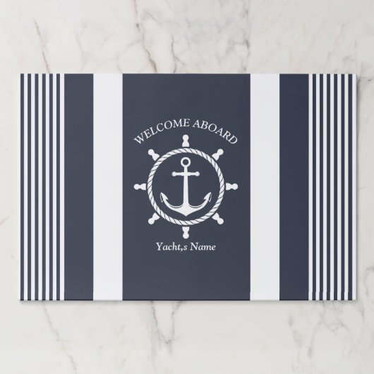 ネイビ航海のー青と白とストライプのいかり ペーパーパッド (正面)