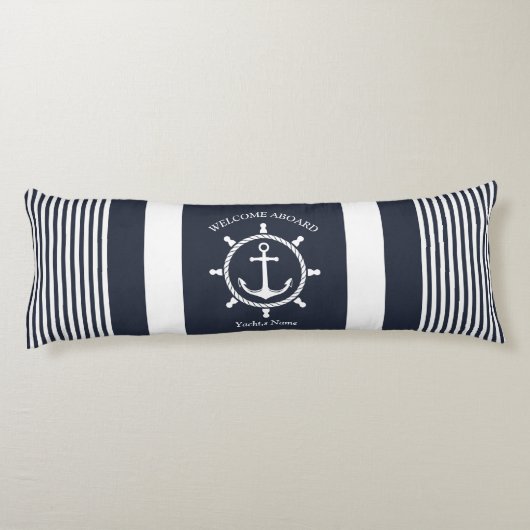 ネイビ航海のー青と白とストライプのいかり ボディピロー (裏面)