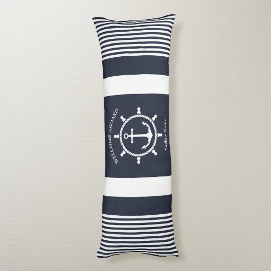 ネイビ航海のー青と白とストライプのいかり ボディピロー (裏面 (縦))