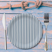 ネイビ航海のー青ストライプの赤ちゃんシャワー ペーパープレート