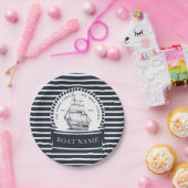 ネイビ航海のー・ブルーモダンパーソナライズされた ペーパープレート (パーティー)