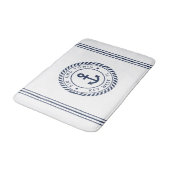 ネイビ航海のー&ホワイトいかり |あなたのボート名 バスマット (アングル)