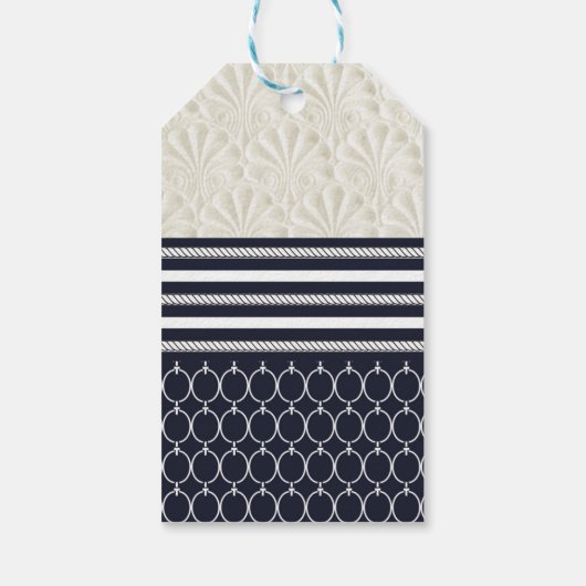 ネイビ航海のー&ホワイトエレガントビーチ結婚式 ギフトタグ (裏面)