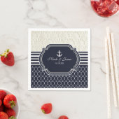 ネイビ航海のー&ホワイトエレガントビーチ結婚式 スタンダードカクテルナプキン (インサイチュ)