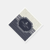 ネイビ航海のー&ホワイトエレガントビーチ結婚式 スタンダードカクテルナプキン (角)