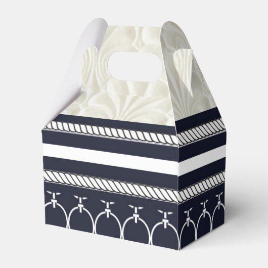 ネイビ航海のー&ホワイトエレガントビーチ結婚式 フェイバーボックス (裏面サイド)