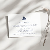 ネイビ航海のー&ホワイトシップ結婚式レセプション エンクロージャーカード