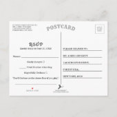 ネイビ航海のー&ホワイトストライプいかりウェディングRSVP インビテーションポストカード (裏面)