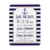 ネイビ航海のー&ホワイトストライプいかり日付の保存 マグネット (縦)