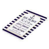 ネイビ航海のー&ホワイトストライプいかり日付の保存 マグネット (左側)